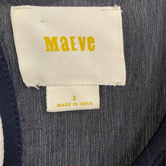 Anthropologie Maeve Helene Sequined Embellished‎ Peplum Navy Blue Blouse Size 2 - Picture 2 of 10